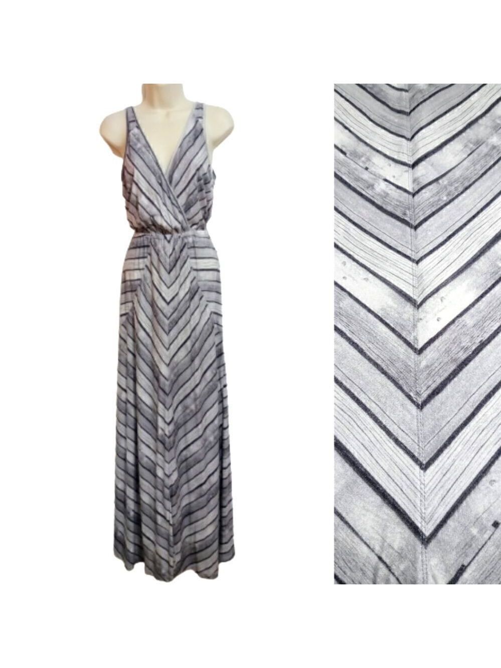 Quiksilver Maxi Dress Chevron Striped V Neck X Small